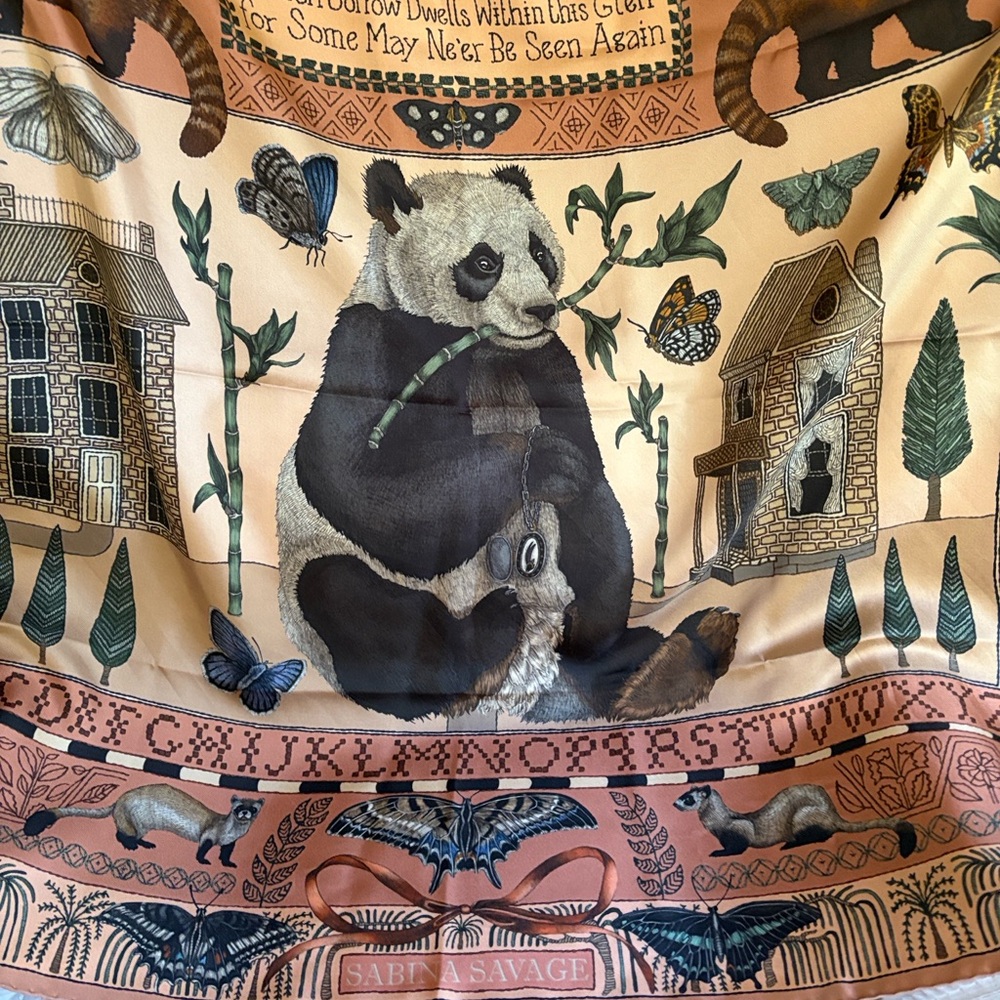 Sabina Savage Butterfly Panda silk scarf - Picture 7 of 7